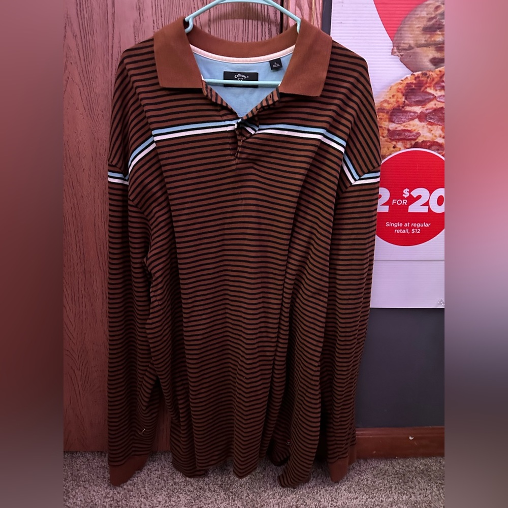 Callaway Striped Longsleeve Golf Embroidered Shirt